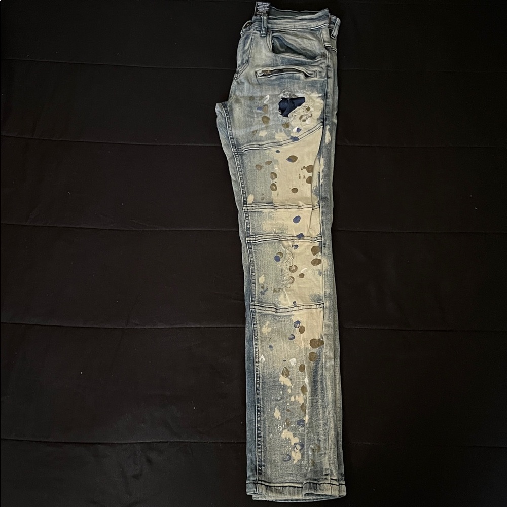 Chic Blue and Gold Women's Skinny Jeans